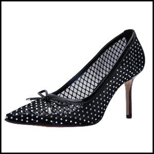 Mesh Rhinestone Pumps Pointed Toe Stiletto Heels Elegant Wedding Evening Shoes